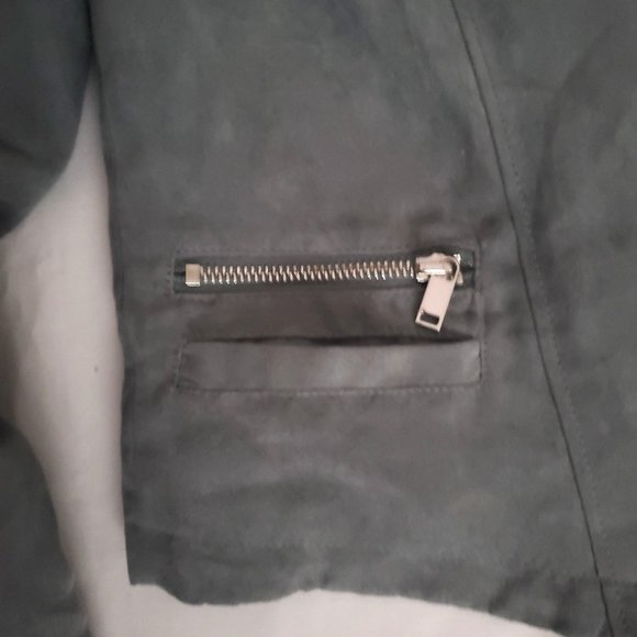 H&M Kids Diagonal Zip Lined Long Sleeve Moto Jacket Ash Gray Girls Size 12-13Y - Picture 6 of 13